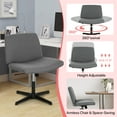 thumbnail image 7 of Criss Cross Chair, Armless  Vanity Chair Cross Legged Office Chair,  Adjustable Wide Swivel Desk Chair for Home Office No Wheels, Grey, 7 of 7
