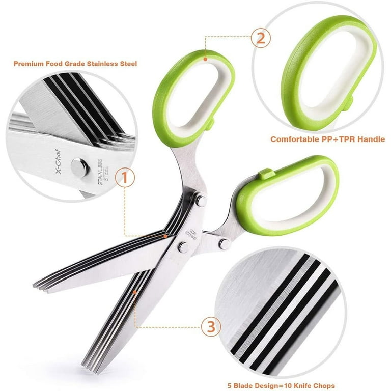 Stainless Steel 3 Blade Herb Scissors Kitchen Shears Food Cutter Mince Chop Tool Stainless Steel 3 Blade Herb Scissors Kitchen Shears Food Cutter Mince Chop Tool