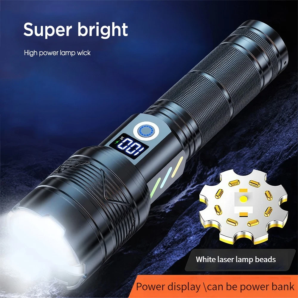 5000000 Lumen LED Tactical Flashlight Rechargeable Super Bright Powerful Torch