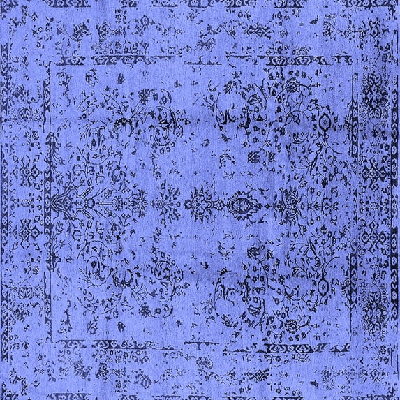 Ahgly Company Indoor Square Oriental Blue Industrial Area Rugs, 5' Square