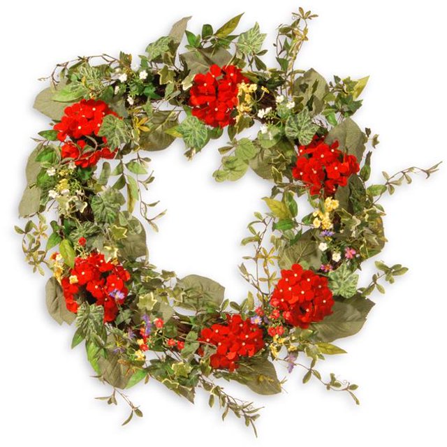 Couronne de Printemps Mixte de Lierre et de Fleurs de 32 Po
