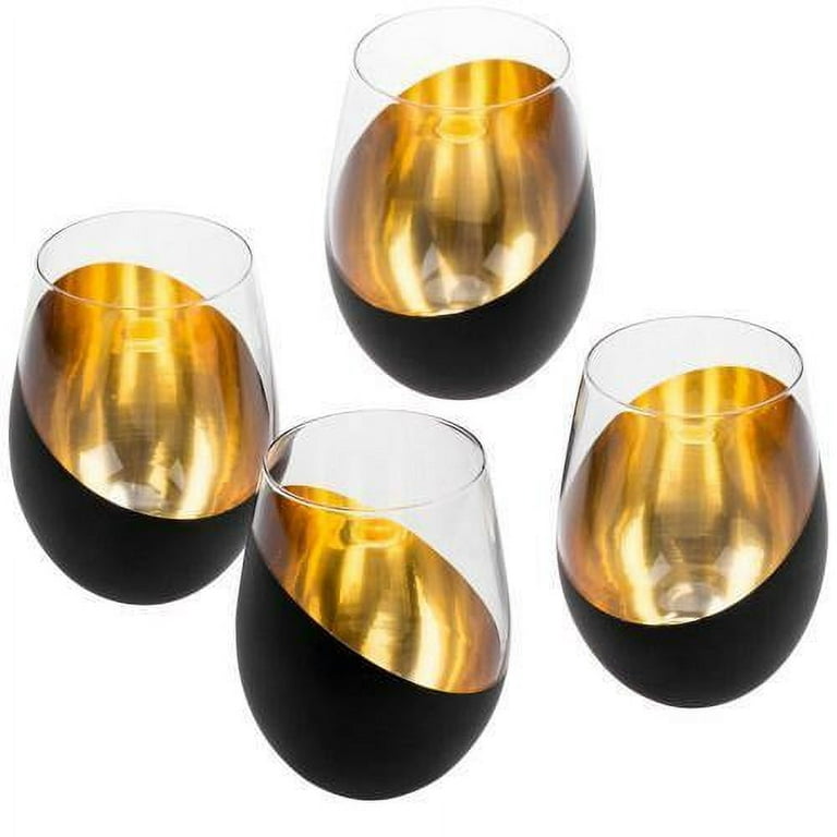 MyGift 14 oz Modern Slanted Matte Black and Gold Tone Stemmed Wine Glasses,  Elegant Angled Design wi…See more MyGift 14 oz Modern Slanted Matte Black
