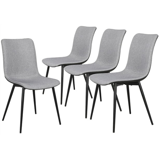 Topeakmart Dining Chair Set Of 4 Gray, White Metal Dining Chairs Set Of 4