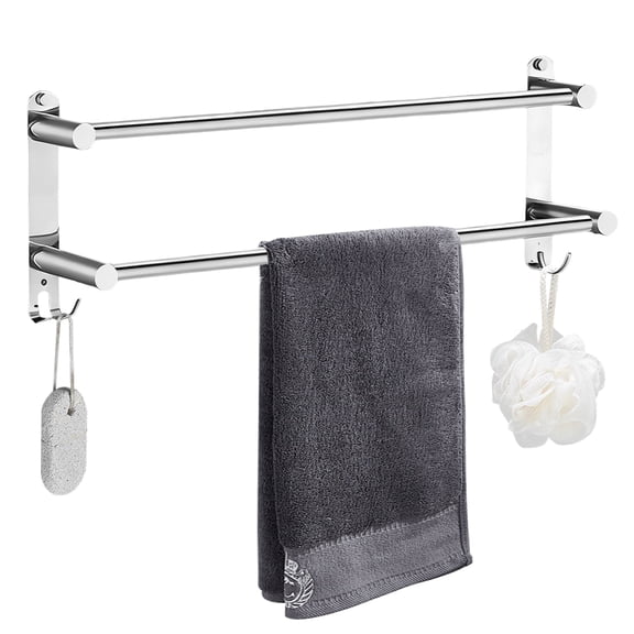 ZYNERY 2-Tier Expandable Bathroom Towel Rack with Adhesives, Stainless Steel, 17-30 inch