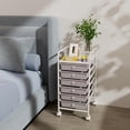 thumbnail image 4 of 6-Tier Utility Cart with 6 Drawers, Rolling Utility Cart with 2 Lockable Caster Wheels, Multipurpose Mobile Rolling Drawer Cart for Office Bathroom Kitchen, Gray, 4 of 17