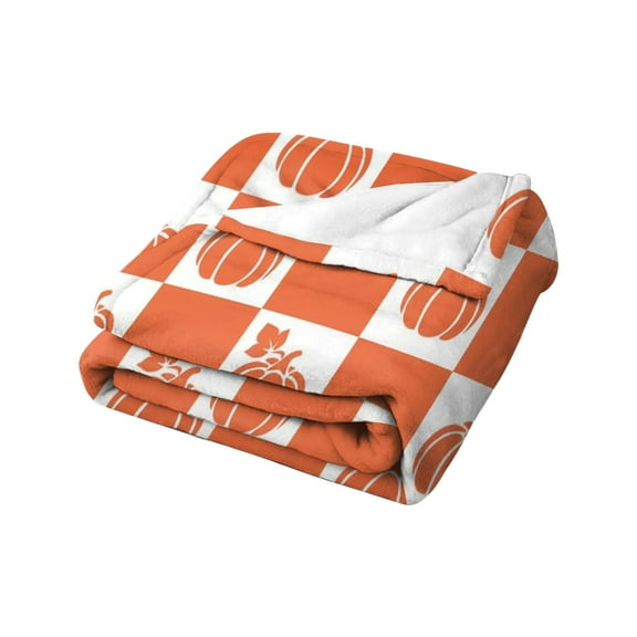 geerera Pumpkin Print Fleece Blanket, Soft Cozy Thanksgiving Throw, for Sofa Lounging, Bed Cover, Seasonal Gift Idea