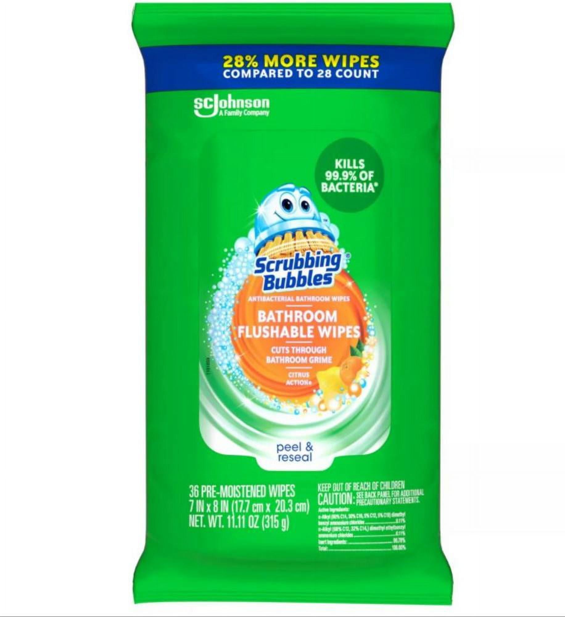 (3-Pack) Scrubbing Bubbles Flat Pack Wipes, 36 CT