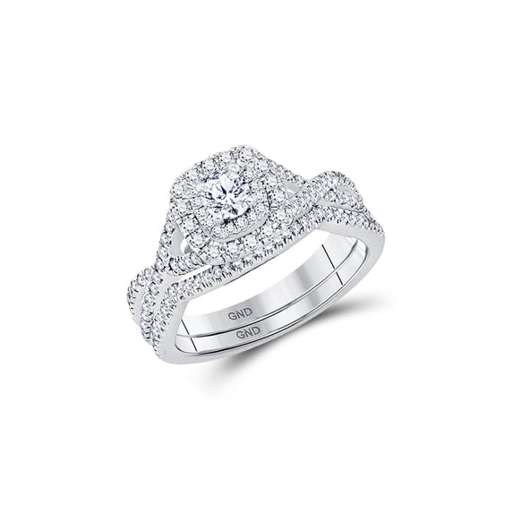 FB Jewels 14kt White Gold Womens Round Diamond Bridal Wedding Engagement Ring Band Set 3/4 Cttw