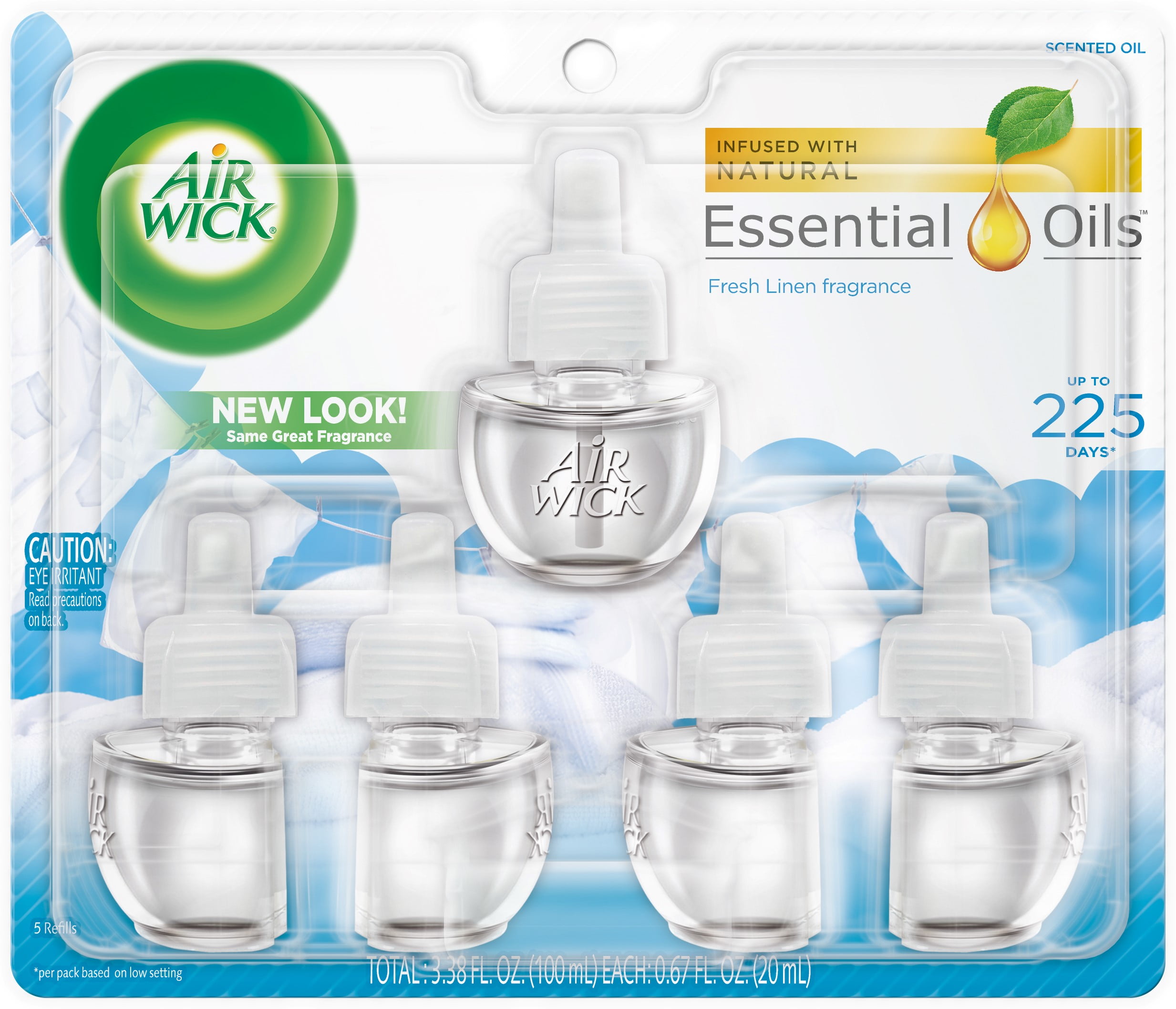 2 Pack Air Wick Scented Oil Refill, Fresh Linen, (5 refills x0.67oz