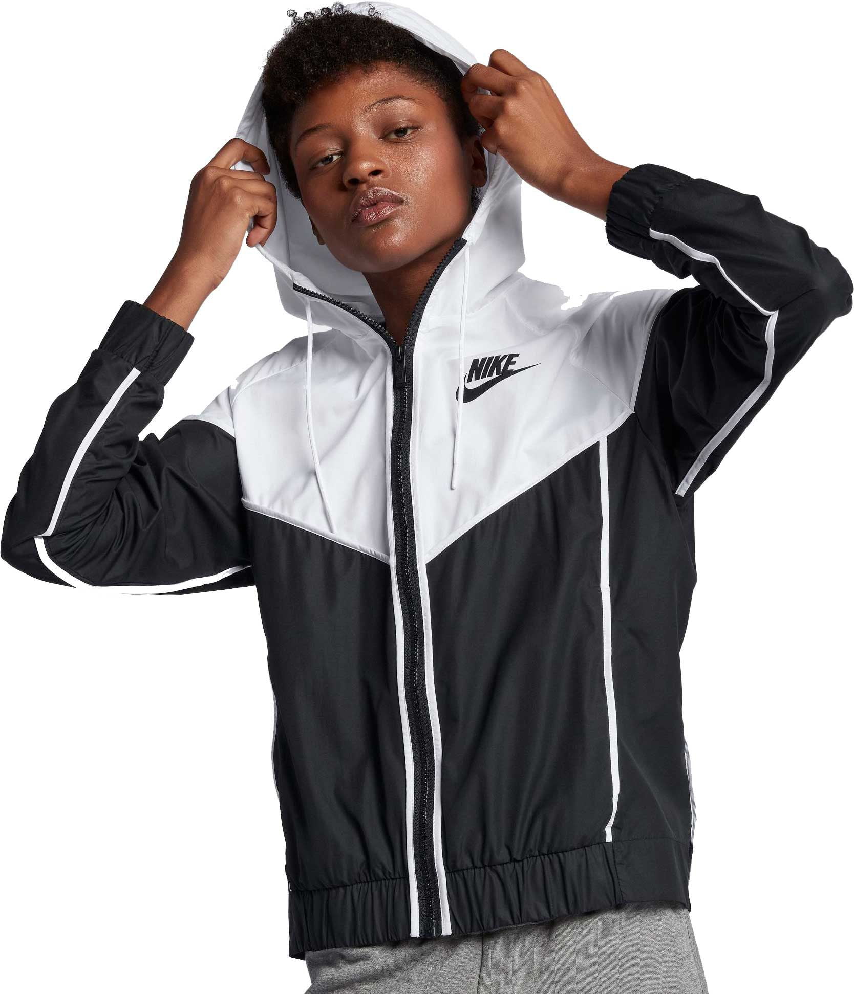 nike women's sportswear windrunner jacket black and white