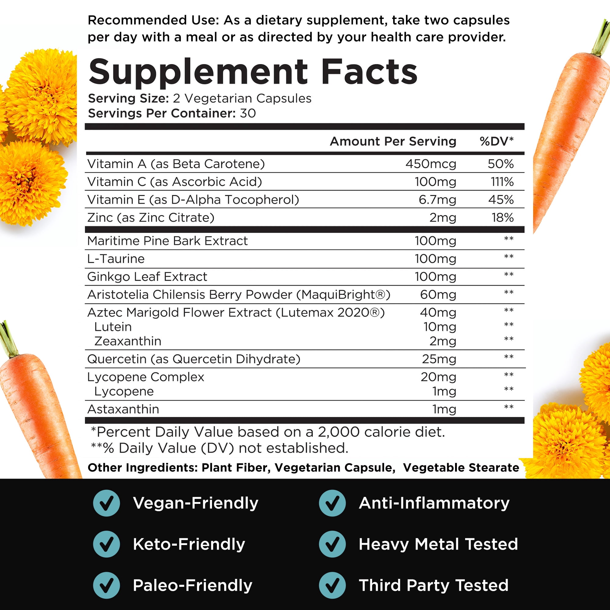 Livingood Daily Eye Support, 13-in-1 Vision Supplement with Lutein, Zeaxanthin, Astaxanthin, Vitamin A, Lycopene, Maqui Berry & More, Promotes Healthy Eyes, Blue Light Protection, Vegan, 60 Capsules