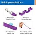 thumbnail image 7 of Long Dog Leash with Recall Clickers for Small, Medium and Large Dogs or Cats Training, Walking, Camping (15 Feet, Purple), 7 of 7