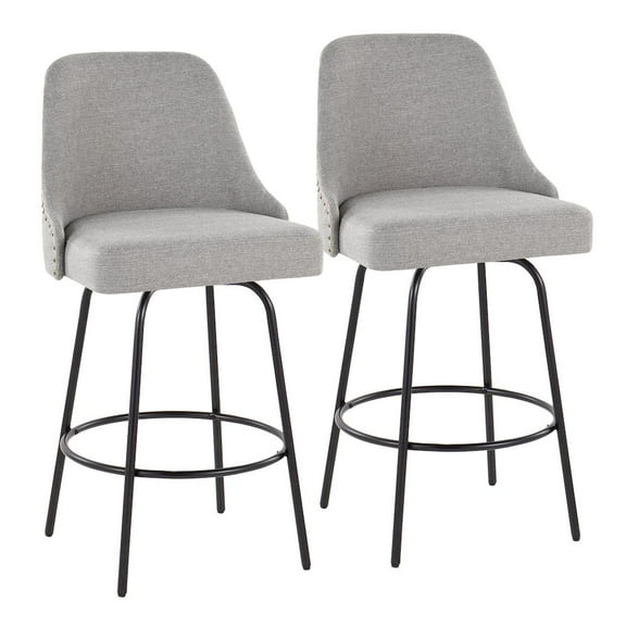 LumiSource Studded Marcel 27" Fixed-Height Counter Stool - Set of  2