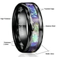 thumbnail image 5 of 8mm Abalone Shell Tungsten Rings for Unisex Black Wedding Bands Faceted Edge Size 6-14, 5 of 6