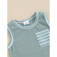 thumbnail image 6 of Aojekbee Toddler Boys Summer Outfits Pocket Sleeveless Tank Tops and Stripe Elastic Waist Shorts 2Pcs Clothes Set, 6 of 10
