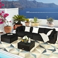 thumbnail image 3 of Gymax 6PCS Rattan Patio Sectional Sofa Set Outdoor Furniture Set w/ Black Cushions, 3 of 10