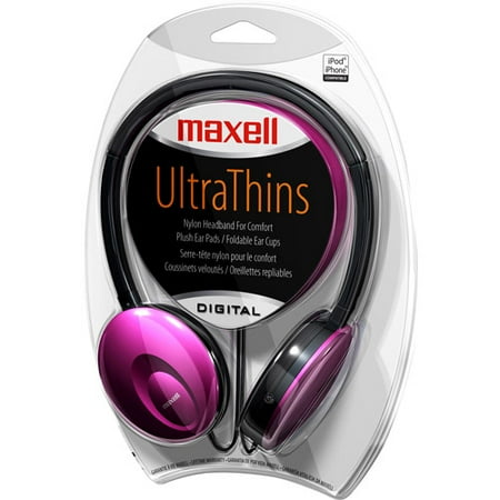 Maxell Ultra Thin Headphones, Red