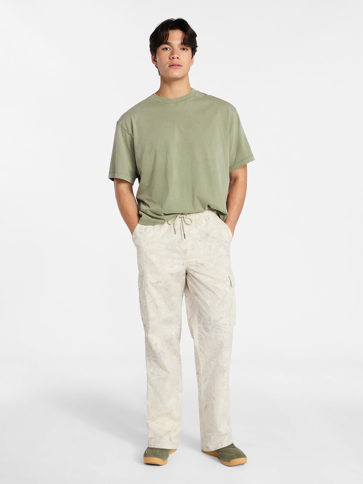 No Boundaries Boxy Fit Heavyweight Tee Shirt with Short Sleeves, Men's Sizes XS-4XLT