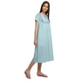 thumbnail image 3 of Moomaya Button Placket Nightdress For Women Solid Long Sleeve Nightwear Gown, 3 of 6