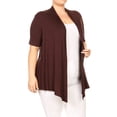 thumbnail image 2 of Women's Plus Size Short Sleeves Draped Open Front Solid Cardigan, 2 of 5