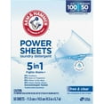 thumbnail image 2 of ARM & HAMMER Power Sheets Laundry Detergent, Fragrance Free, Dermatologist Tested Concentrated Laundry Detergent Sheets, 50 Count, up to 100 Small Loads, 2 of 3
