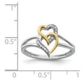 thumbnail image 4 of Sterling Silver Rhodium Plated with 14K Yellow Gold Diamond Heart Ring, 4 of 6