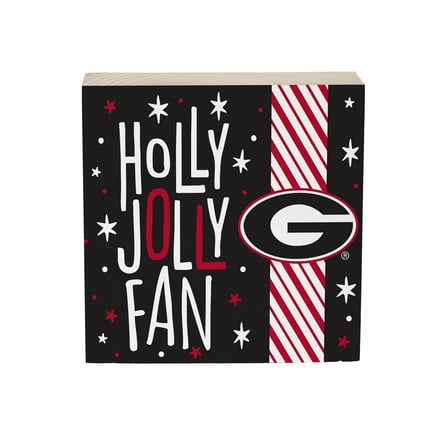 Georgia Bulldogs 6" Holiday Wood Plock Shelf Sign