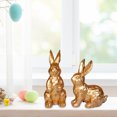thumbnail image 4 of 2 piezas de adorno de conejo de Pascua tallado en resina dorada, estatua de animal, decoración para el hogar, la oficina, fiestas, escritorios, 4 of 8
