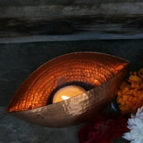De Kulture Works Pure Copper Trinetra Pod Voltive T Light Holder Candle Bowl Diya 5x2.5x2.75 (LWH) inches
