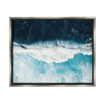 Stupell Industries Crashing Ocean Waves Landscape Photography Gray Floater Framed Canvas Art Print Wall Art, 31 x 25
