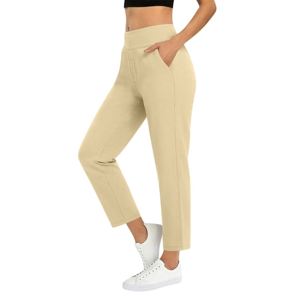 jjayotai Travel Dress Pants Women Stretch Pull on 7/8 Ankle Golf Trousers High Waisted Work Business Casual Slacks with Pockets