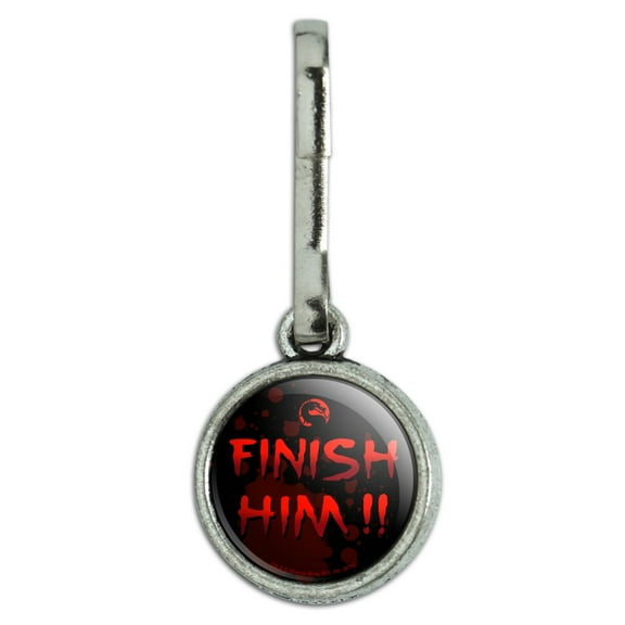Mortal Kombat Klassic Finish Him Antiqued Charm Clothes Purse Suitcase Backpack Zipper Pull Aid