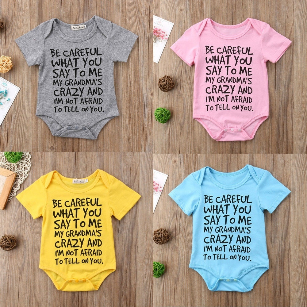 Newborn Baby Boy Girl Toddler Grandma Romper Jumpsuit Bodysuit Clothes Outfits
