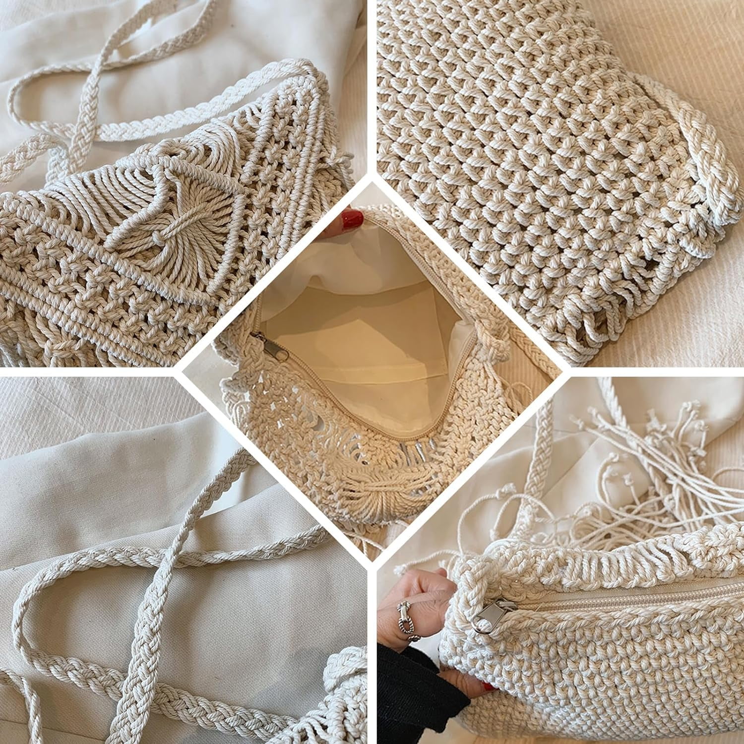 LinYooLi Straw Crossbody Bags for Women, Summer Straw Purses and Handbags with Tassels Shoulder Clutch Bag for Vacation