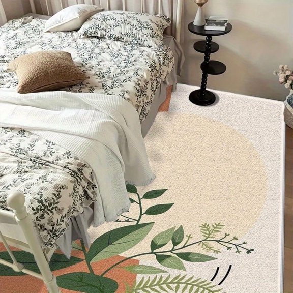 1PC Botanical Style Area Carpet Local Carpet, Lightweight Washable Easy-to-Tidy Carpet Mat Festival Gift, Suitable for Living Room, Bedroom, Dining Room, Office, Bathroom, Room Accessories