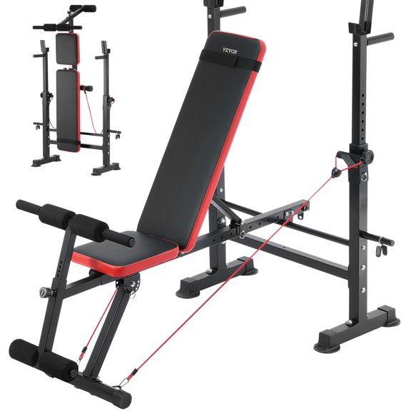 VEVOR Weight Bench, Multi-Functional Adjustable Weight Bench Press for Full Body Workout, 600lbs Exercise Sit up Bench for Home Gym Strength Training, Flat Bench with Quick Folding