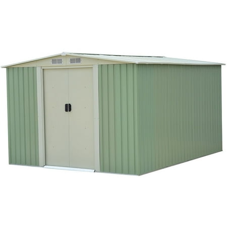 gymax garden storage shed tool house sliding door green