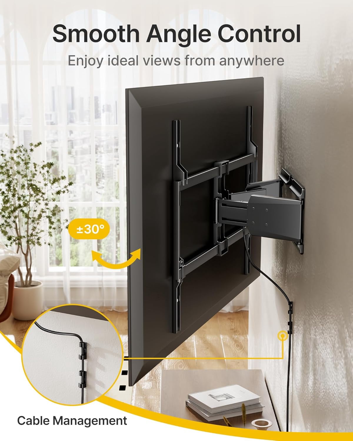 monTEK Full Motion TV Wall Mount for 50–100" TVs – Ultra Slim 1.37" Low Profile, Swivel Tilt & Extension Bracket with Dual Arms – Heavy Duty Holds Up to 185 lb, Max VESA 800x600