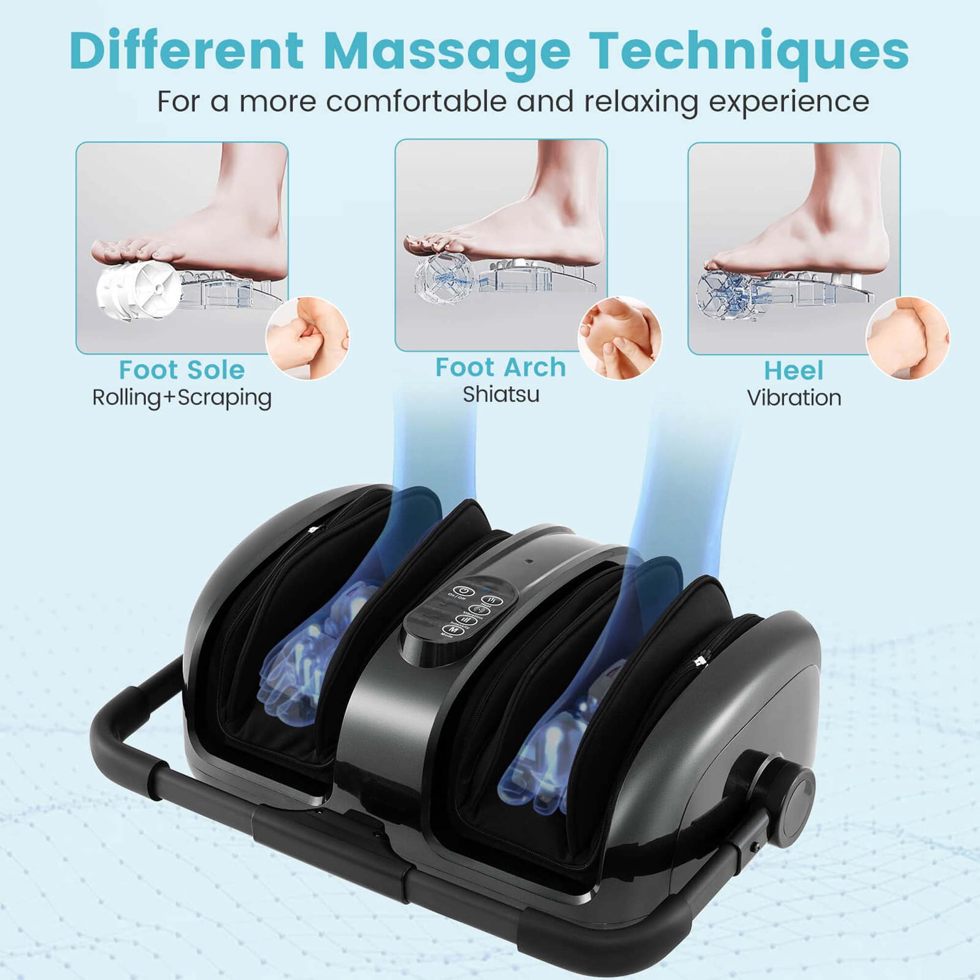 Costway Foot & Calf Massager Vibration Compression Electric Leg Massager Machine with Heat Gray