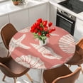 thumbnail image 2 of Coral Pink Starfish Coastal Round Tablecloth 55-60 Inch Round Fitted Table Cloth with Elastic Edge, Shell Summer Beach Nautical Waterproof Table Cover Protector for Outdoor Picnic Party Dining, 2 of 9