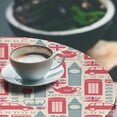 thumbnail image 2 of Ambesonne London Fitted Round Tablecloth, Popular British Culture, 56"- 60" Diameter, Dark Coral Bluegrey, 2 of 5