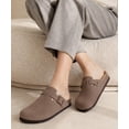 thumbnail image 2 of Crestar Unisex Suede Clogs for Women Men, Leather Mules Comfort Soft Cork Footbed Leather Mules Potato Shoes with Arch Support, Mocha, 2 of 7