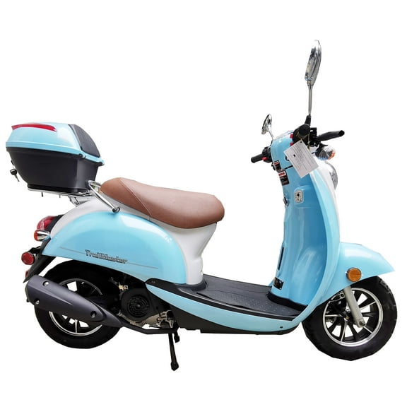 TrailMaster Milano 50N Gas Powered Scooter, 49cc 4-Stroke Engine, Electric/Kick Start, Max Speed 30 MPH, (Blue)