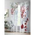 thumbnail image 4 of Christmas Sheer Curtains 84 Inch Long 2 Panels, Cute Red Snowman Xmas Pine Leaf Winter Snowflake Light Filtering Rod Pocket Semi Sheer Curtains, Sheer Voile Drapes for Living Room Bedroom, 52"x84", 4 of 5