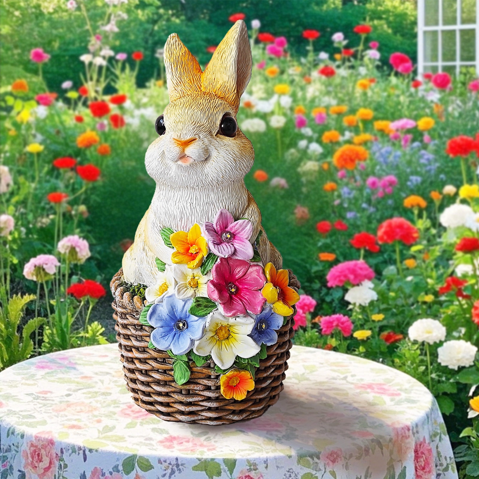Tupukom Save on Garden Statues Rabbit with Solar Lights- Bunny Figurine Outdoor for Home Lawn,Balcony-Yard Art Garden&Patio Whimsical Decor,Unique Housewarming&Birthday Gifts for Women Mom