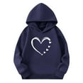 thumbnail image 2 of Eltusu Girls Valentine's Day Hoodies, Heart Graphic Casual Pullover Loose Fit Long Sleeve Sweatshirts Navy Size 5-6 T, 2 of 4