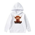 thumbnail image 2 of Cute Highland Cow Hoodies for Boys Girls Western Country Christmas Graphic Hooded Sweatshirt with Pockets Pullover Tops, 2 of 8