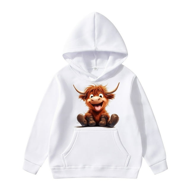 MEZZALL Chandail à Capuchon à Manches Longues pour Enfants Confortable Quotidien, Blanc, 6-8 Ans