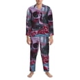 thumbnail image 3 of Fotbe Gothic Red Skull Cemetery Pijama de Hombre con Estampado de Manga Larga, Conjunto de 2 Piezas, Ropa de Dormir Suave y Cómoda con Bolsillos-X-Large, 3 of 7