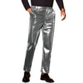 thumbnail image 4 of INSPIRE CHIC Metallic Pants for Men's Straight Leg Sparkly Pants Disco Party Shiny Trouser 32 Silver Gray, 4 of 5